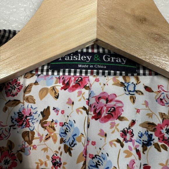 Paisley & Gray Mens Dover Notch Slim Fit Blazer Suit Jacket Black Red Check 40R - Picture 3 of 15